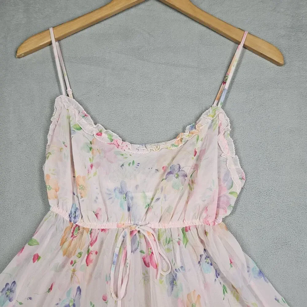 Vintage Victoria’s Secret Floral Babydoll Slip Dress Womens M Y2K Coquette Fairy